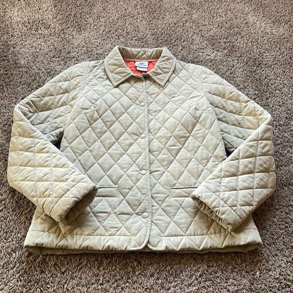Lacoste Tan Puffer Jacket with Quilted Design